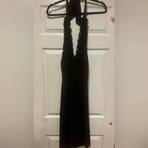 Dressbarn Black Ruffle Detail Chemise Dress